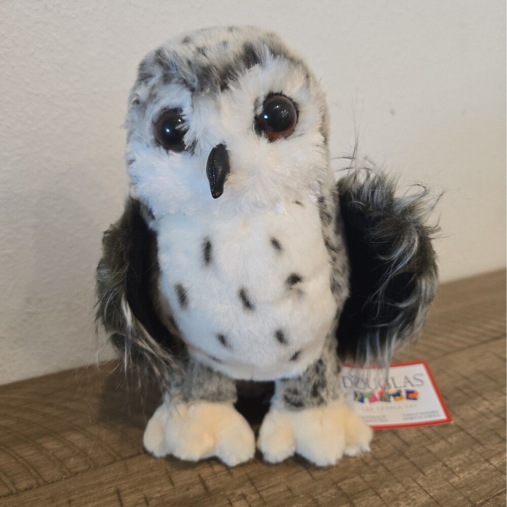 Douglas Crescent Silver Owl Realistic Plush Gray White Owl Stuffed Animal #3837